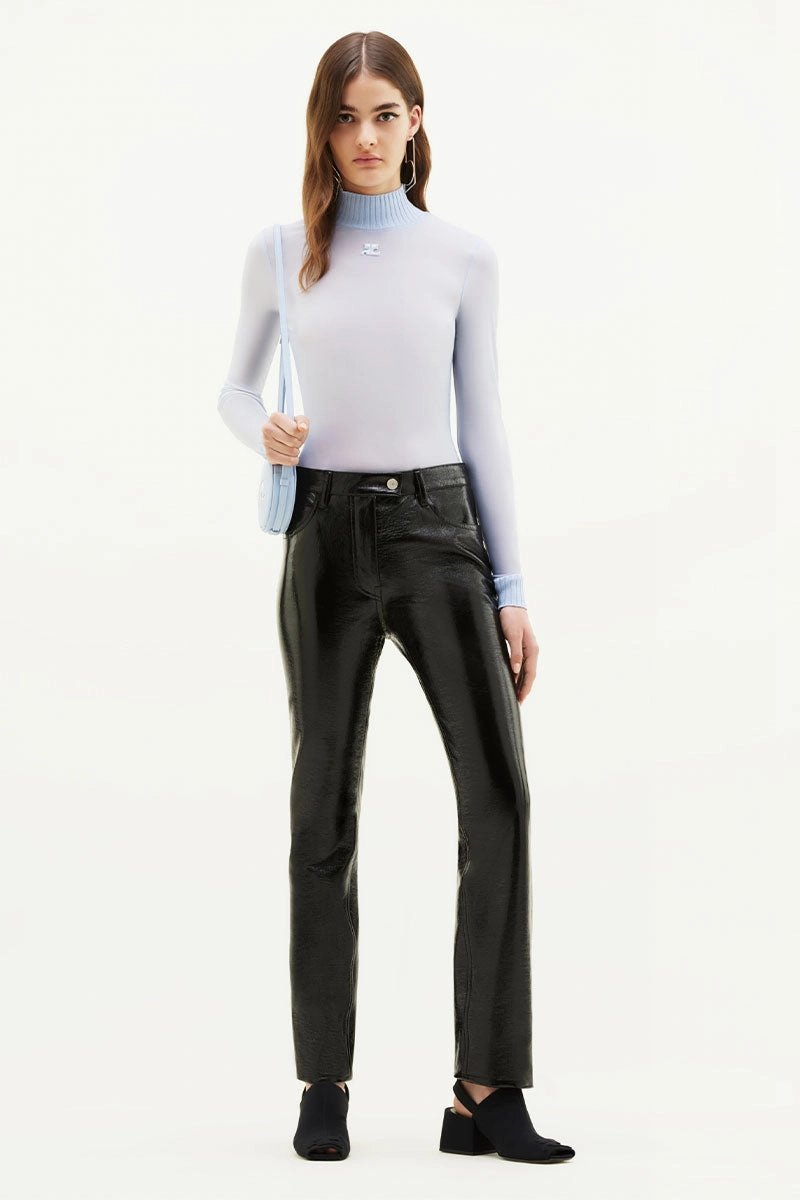 5-Pocket Vinyl Pants Sophisticated Look