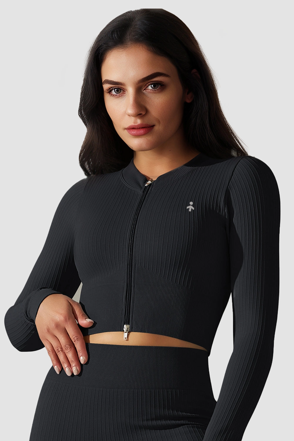 Long Sleeve Crop Yoga Tops EcoDye Colorfast Technology Strategic Ventilation Cuts