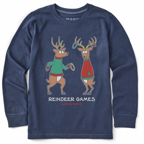 SoftenedTexturedWeave Active Comfort Style Kids Reindeer Games Ring Toss Long Sleeve Crusher Tee