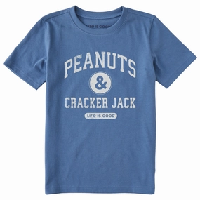 Kids Peanuts and Cracker Jack Short Sleeve Crusher Tee Cozy Design Reinforced Shoulder Seams