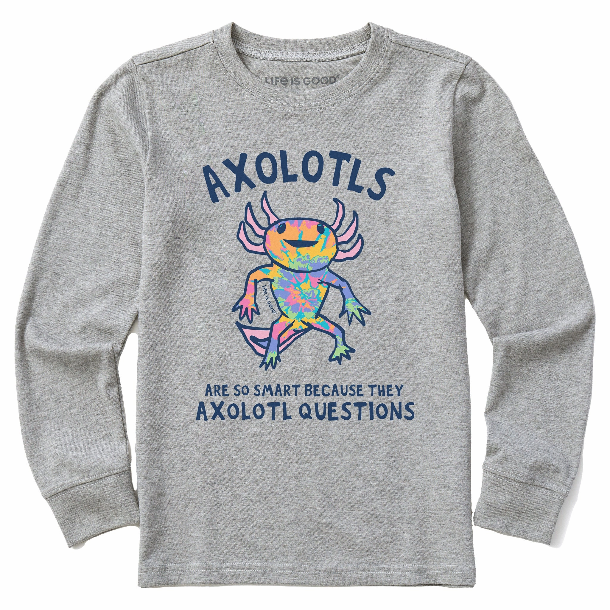 Kids Tie Dye Axolotl Questions Long Sleeve Crusher Tee Seasonal Wear Fashion-Forward Fit