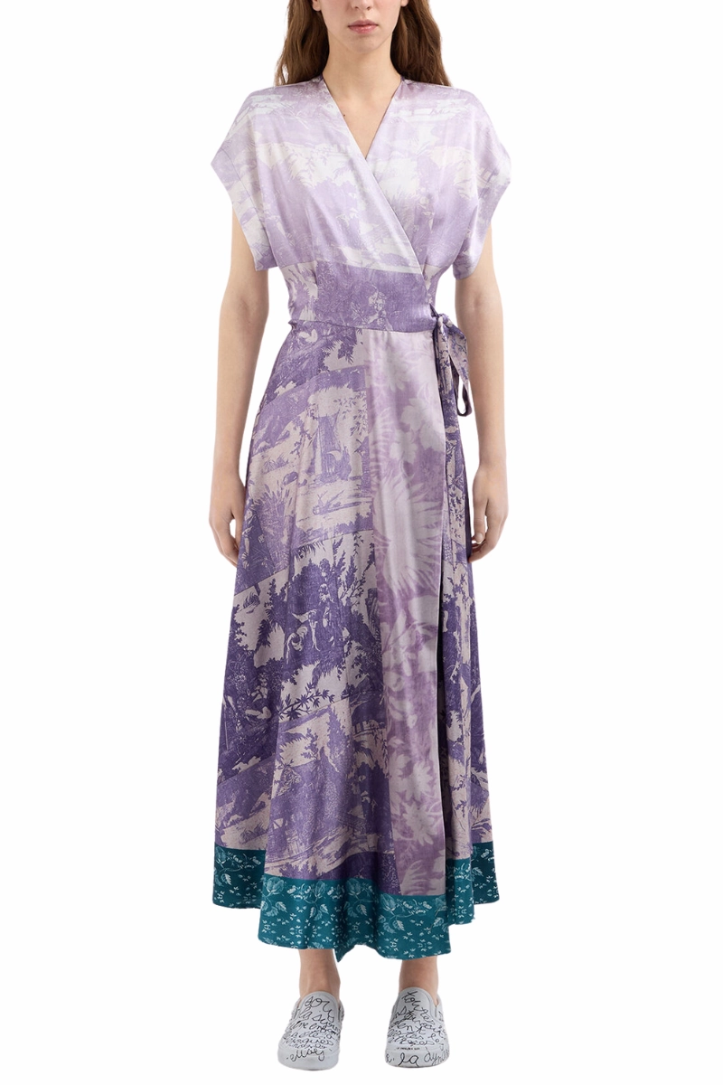 ADANASTR Silk Wrap Dress Daily Casual Golden Scene