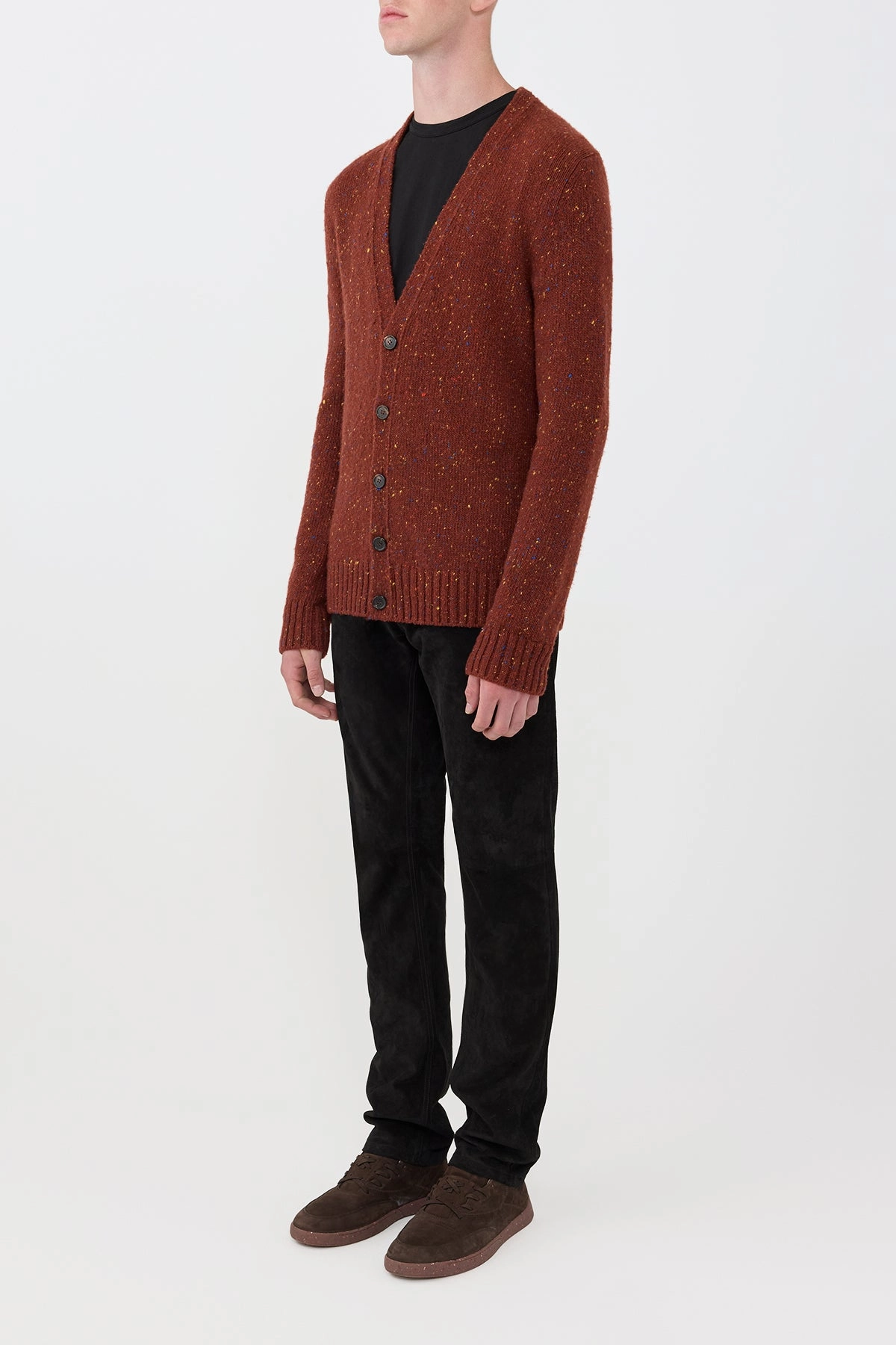 Daily Trend Chill Wear Ailis Knit Cardigan in Burnt Sienna Multi Speckle Cashmere