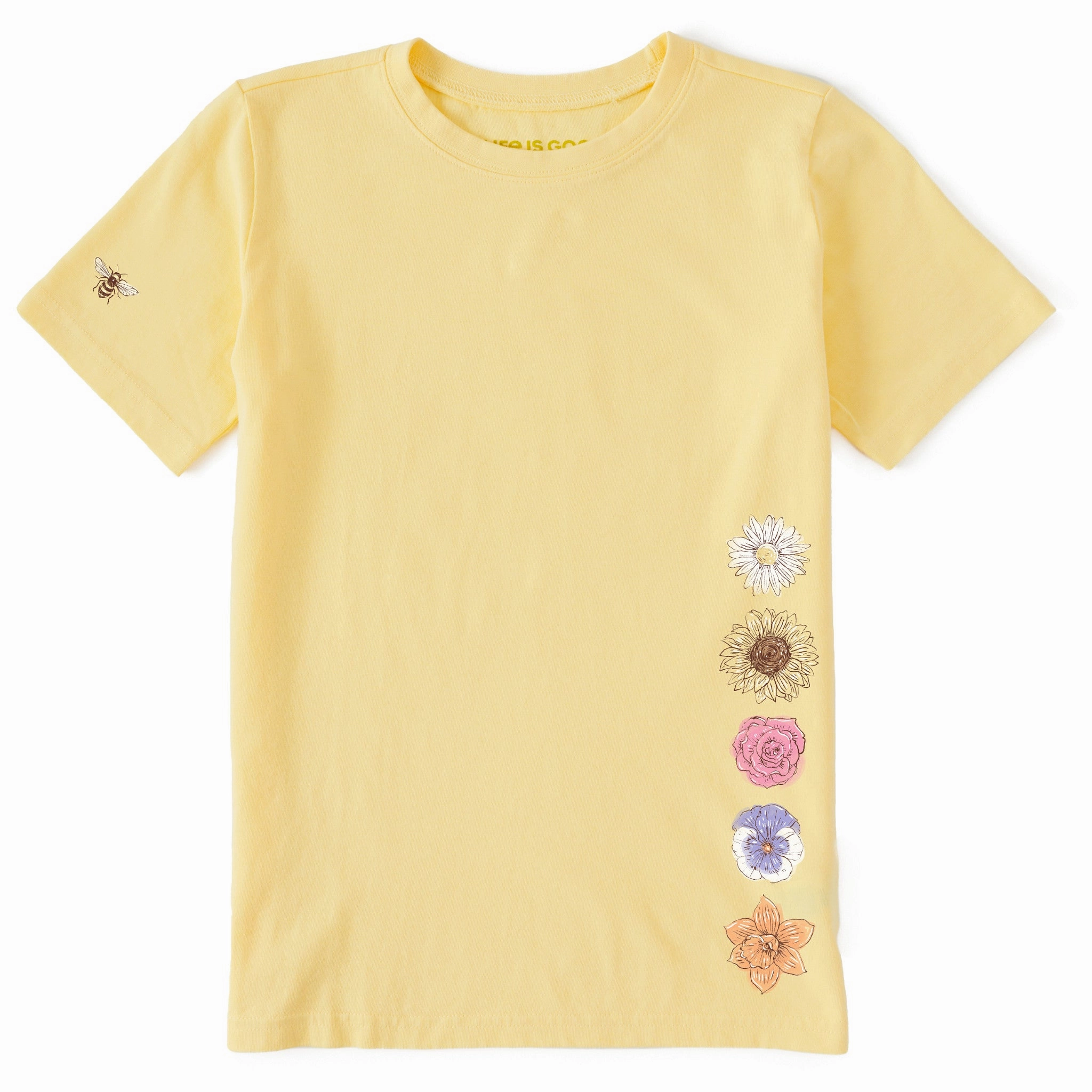 long sleeved Kids Watercolor Flower Stack Short Sleeve Crusher Tee