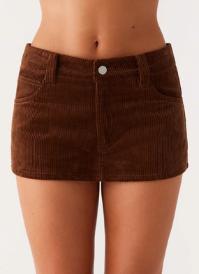 Spring Must Have Tropics Low Rise Cord Mini Skort - Walnut