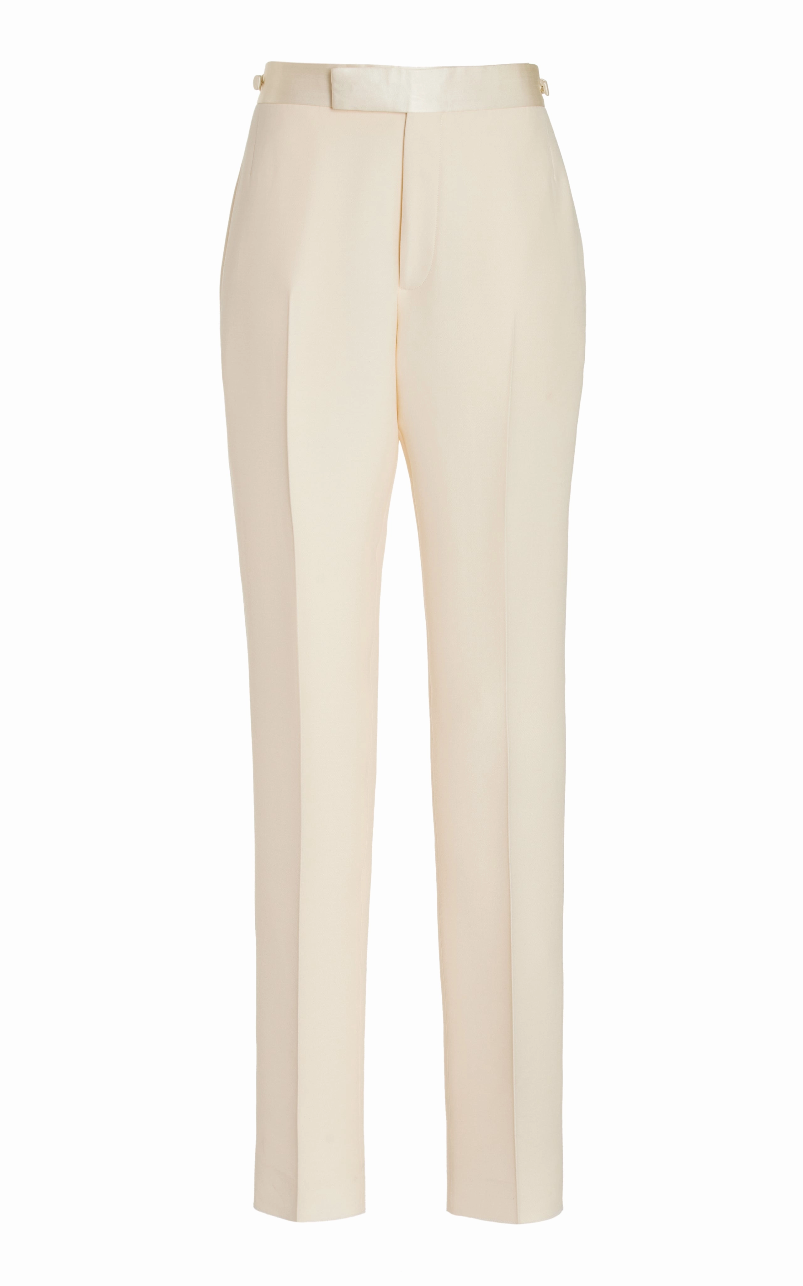 Perfect Silhouette Sporty Chic Simons Pant in Ivory Wool Silk Cady