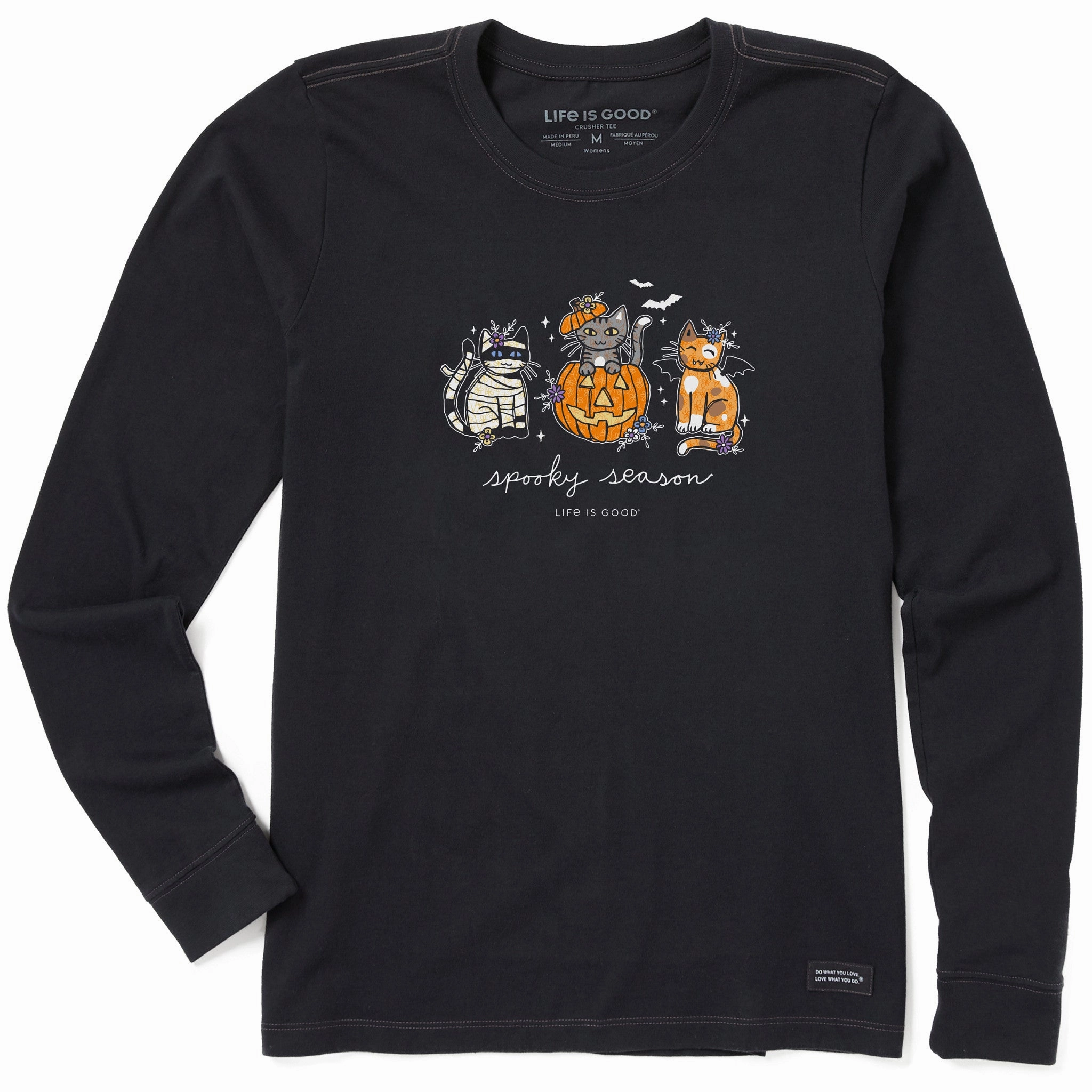 Light Fit Women's Spooky Season Cats Long Sleeve Crusher Tee