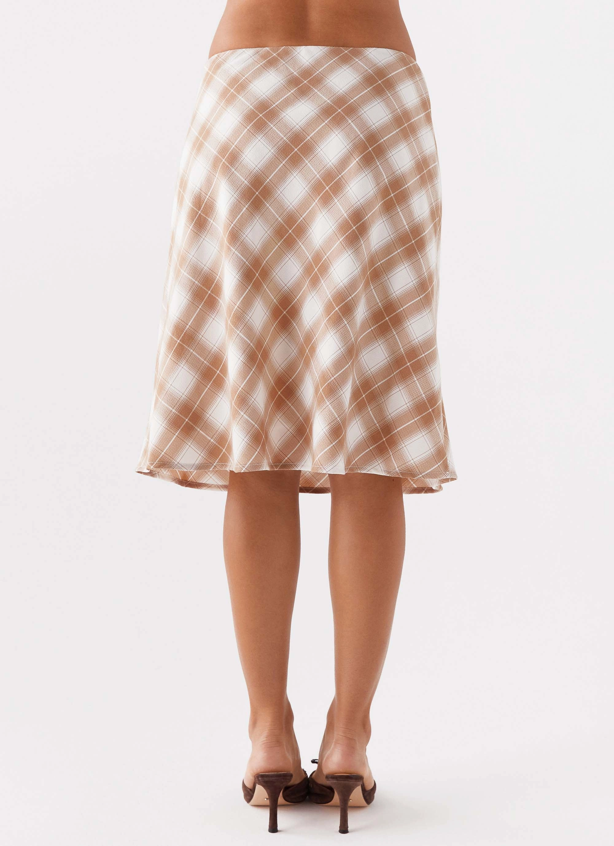 Andie Midi Skirt - Brown/White Plaid Essential Style Modern Tones