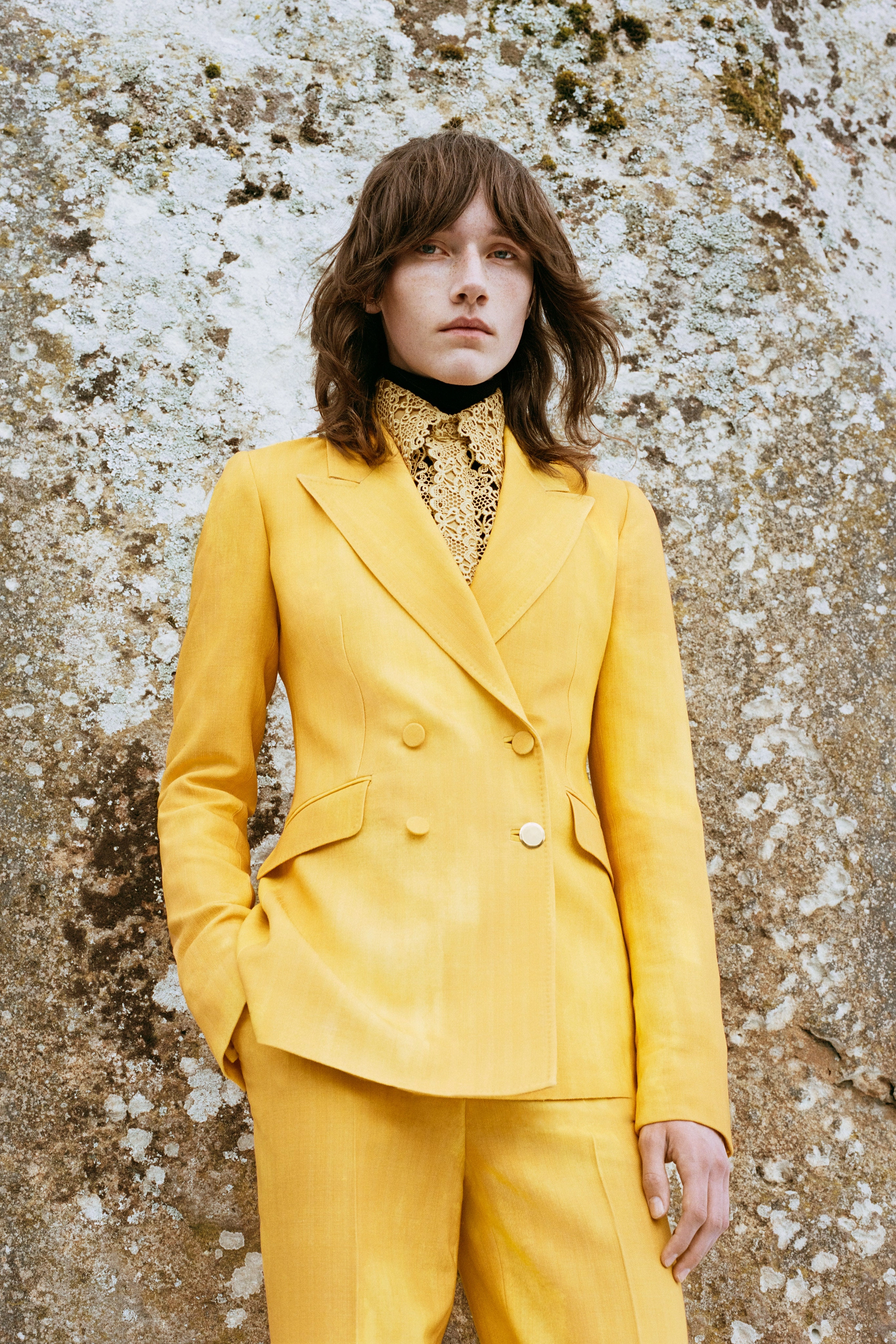 Angela Blazer in Cadmium Yellow Virgin Wool Business Style Fit Layering Piece