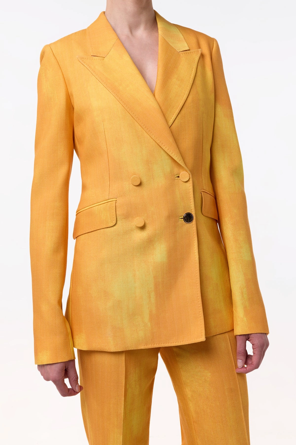 Business Wear All-Day Comfort Wear Angela Blazer in Cadmium Yellow Virgin Wool