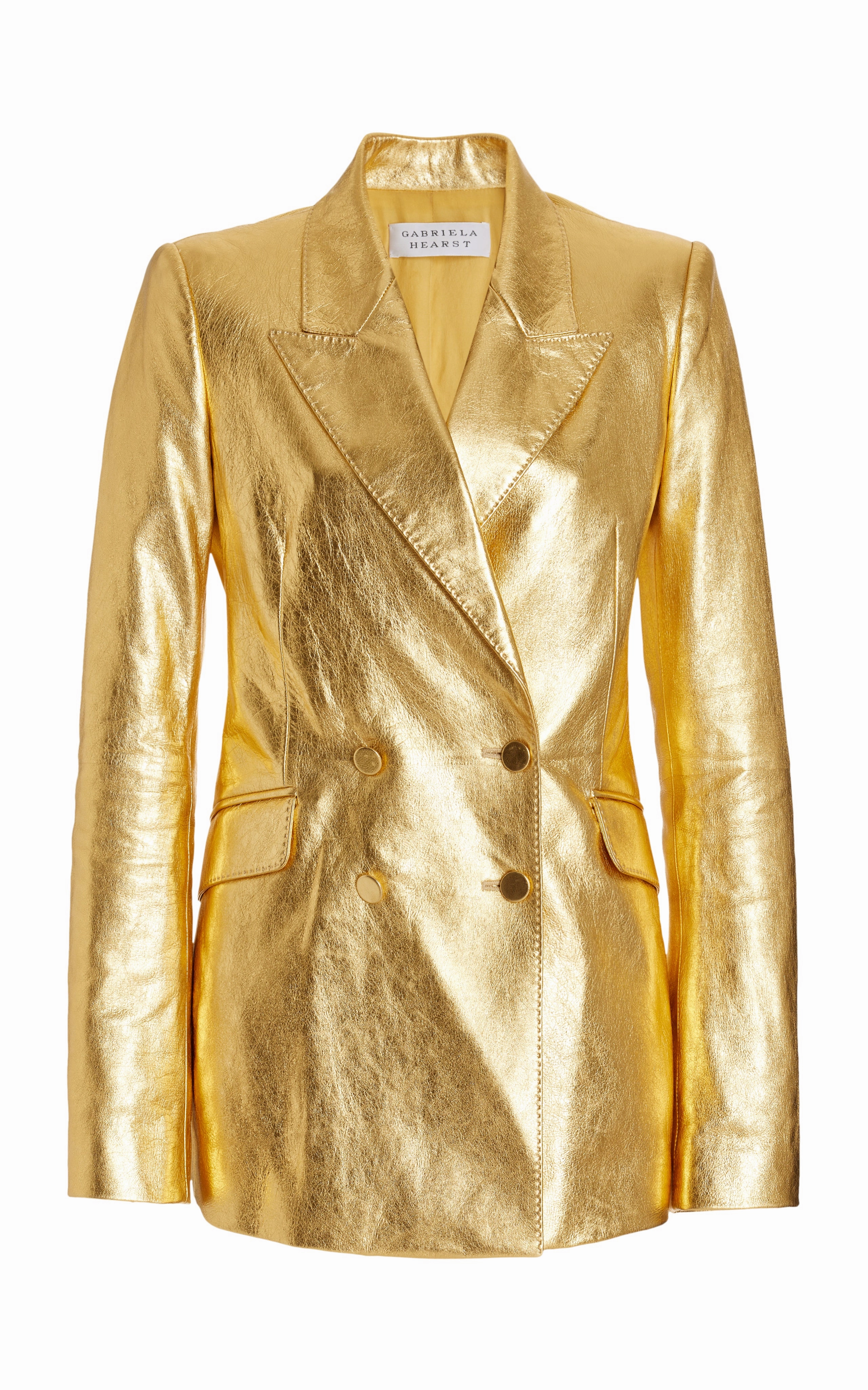 Angela Blazer in Gold Metallic Nappa Leather Luxury Fabric