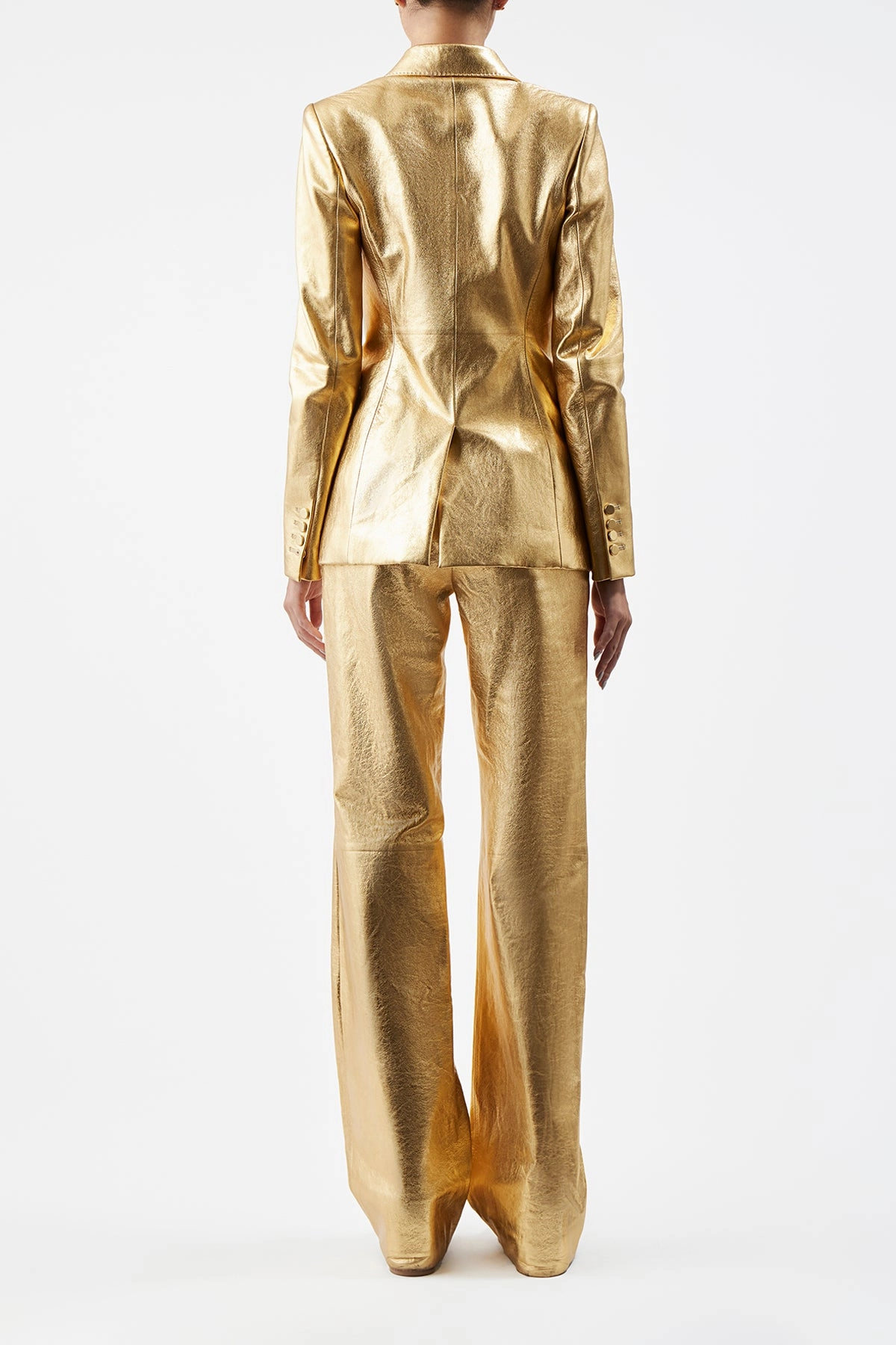 Professional Layering Angela Blazer in Gold Metallic Nappa Leather