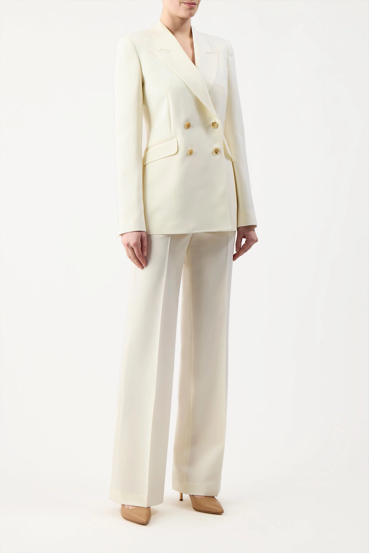 Relaxed Layers 360 Degree Movement Design Angela Blazer in Ivory Sportswear Wool