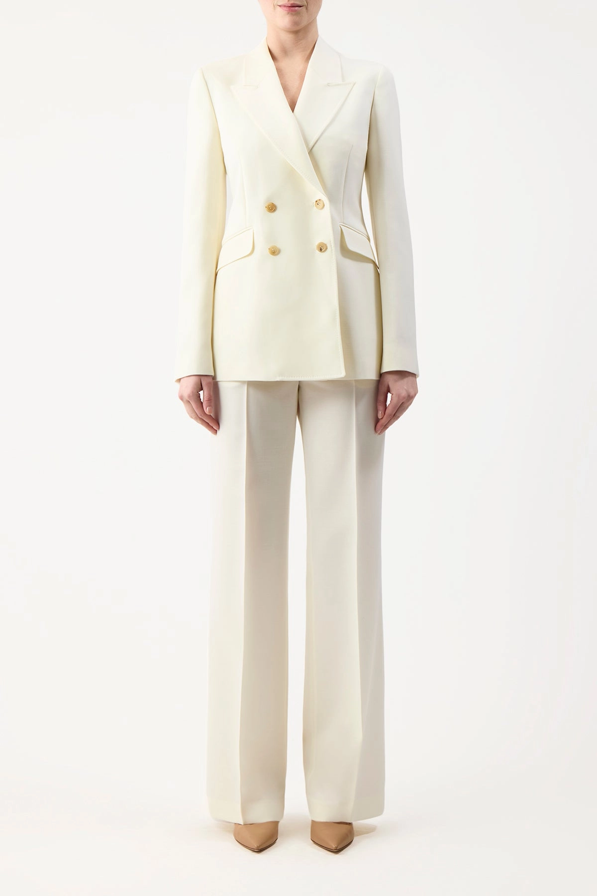 Sleek Tailored Fit Angela Blazer in Ivory Sportswear Wool