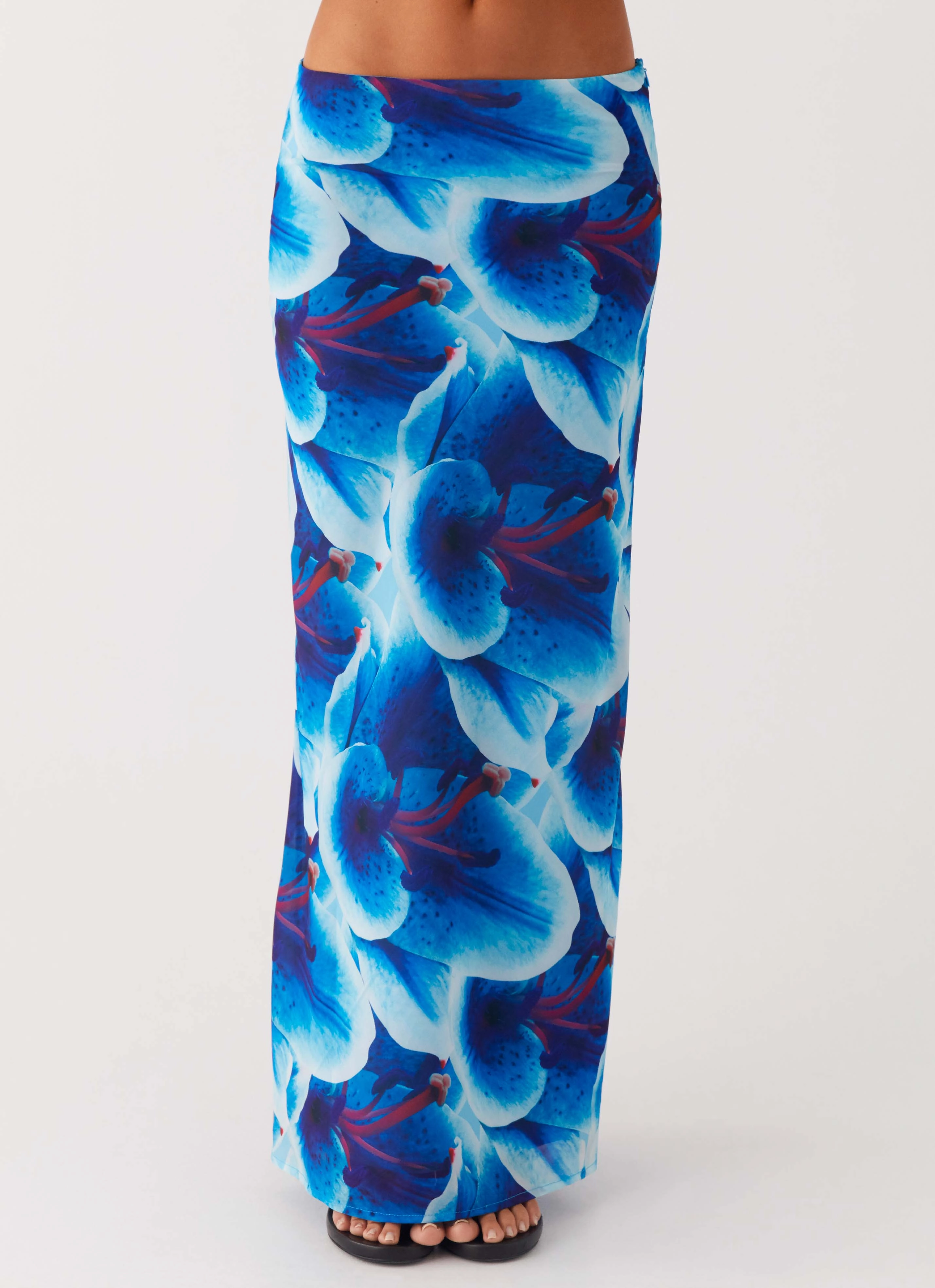 Trend Ready Another Life Chiffon Maxi Skirt - Turquoise Floral