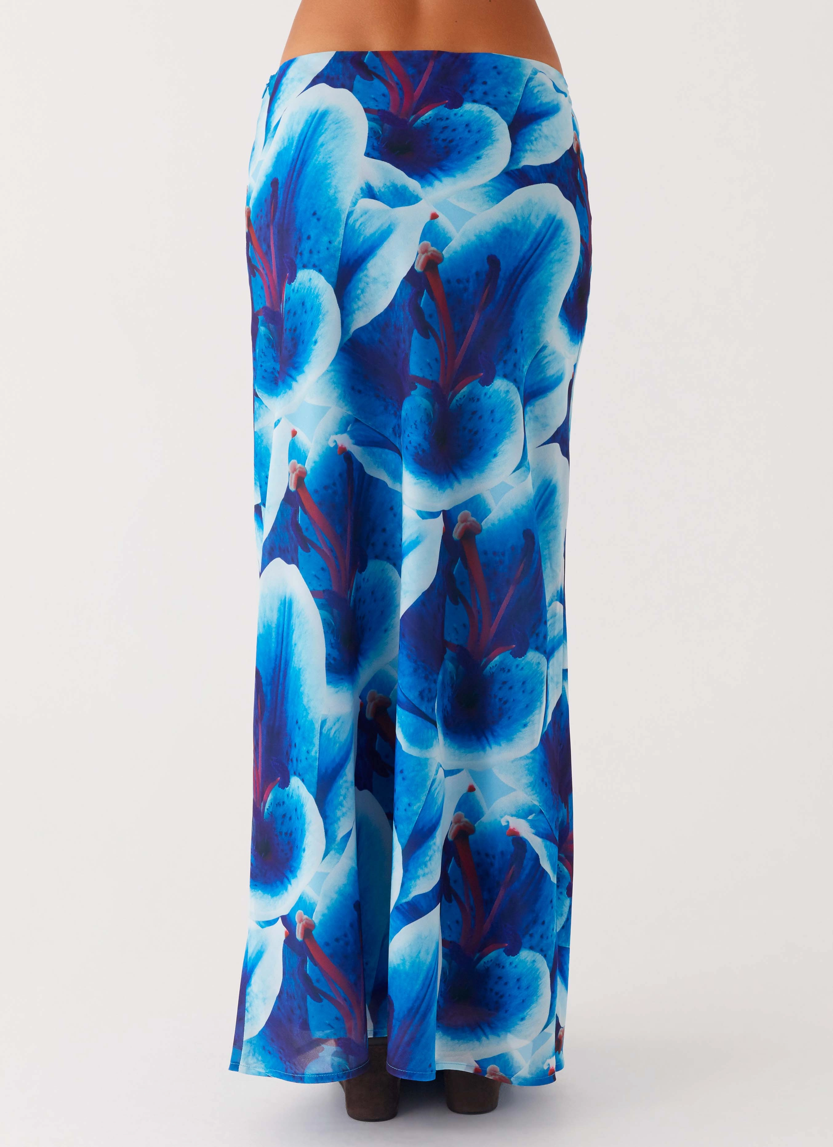 Another Life Chiffon Maxi Skirt - Turquoise Floral Vibe Shot