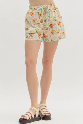 Floral Print High Waist Shorts Beach Ready