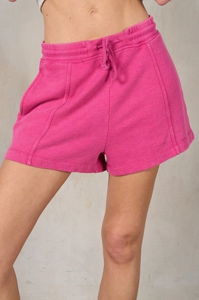 Seam Detailing Terry Shorts Comfortable Waistband Flexible Waist