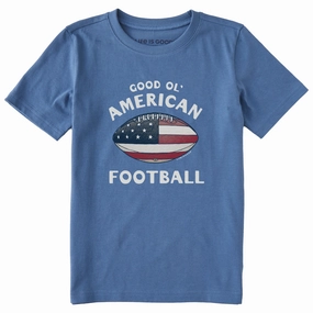 Easygoing Design Perfect Comfort Kids Good Ol' American Flag Football Short Sleeve Crusher Tee