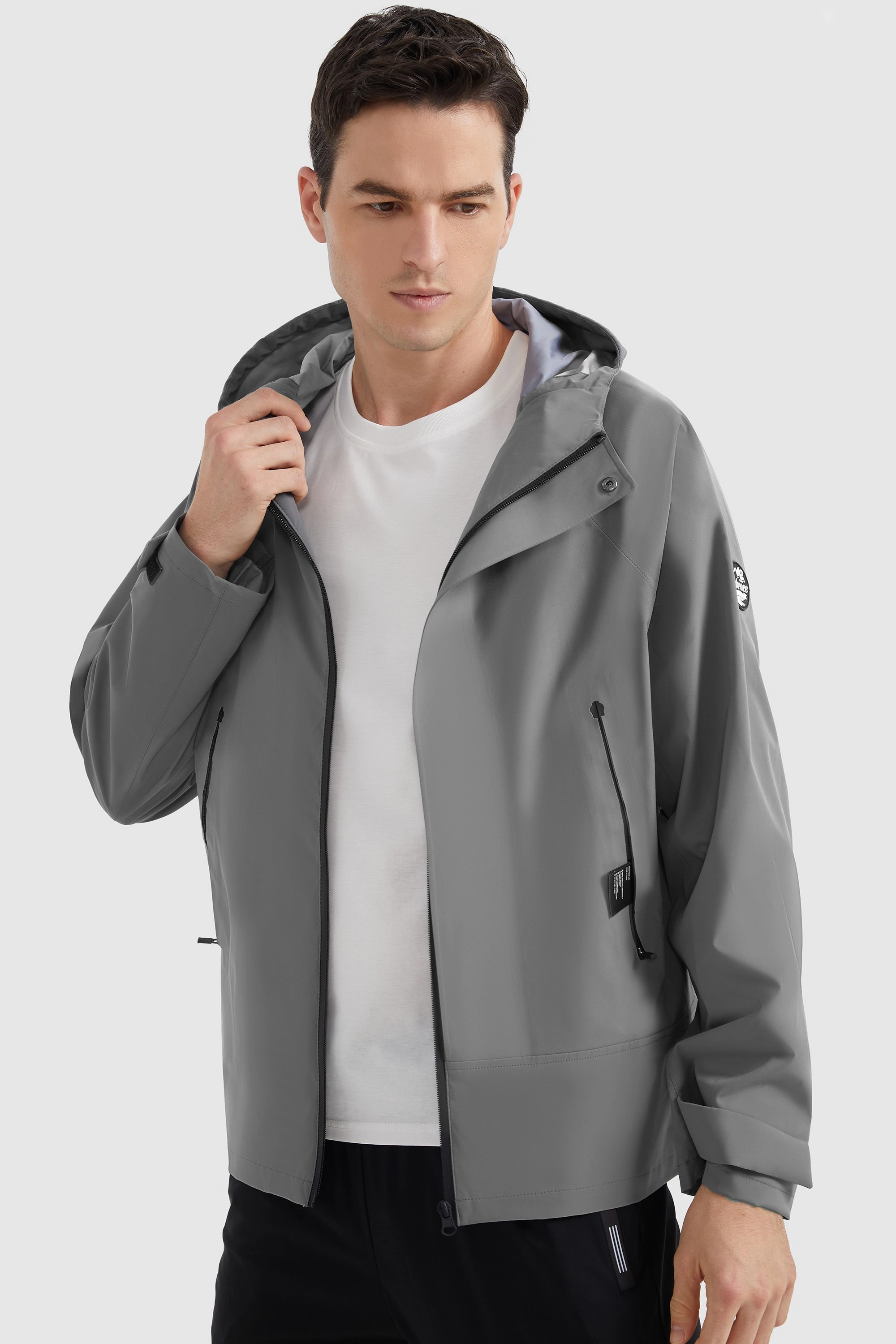 Waterproof Hooded Rain Jacket Reversible Dual Layer