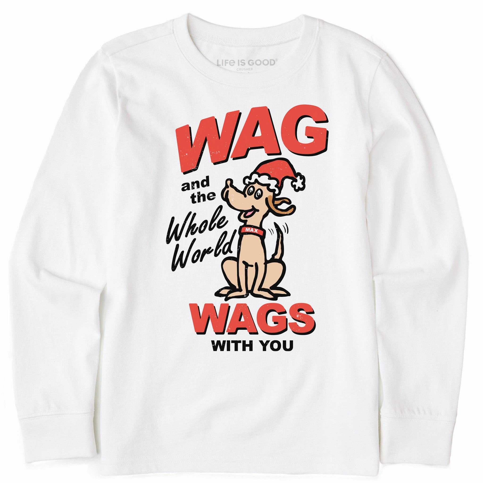 Kids Retro color Max Wags Long Sleeve Crusher Tee Breathable wear