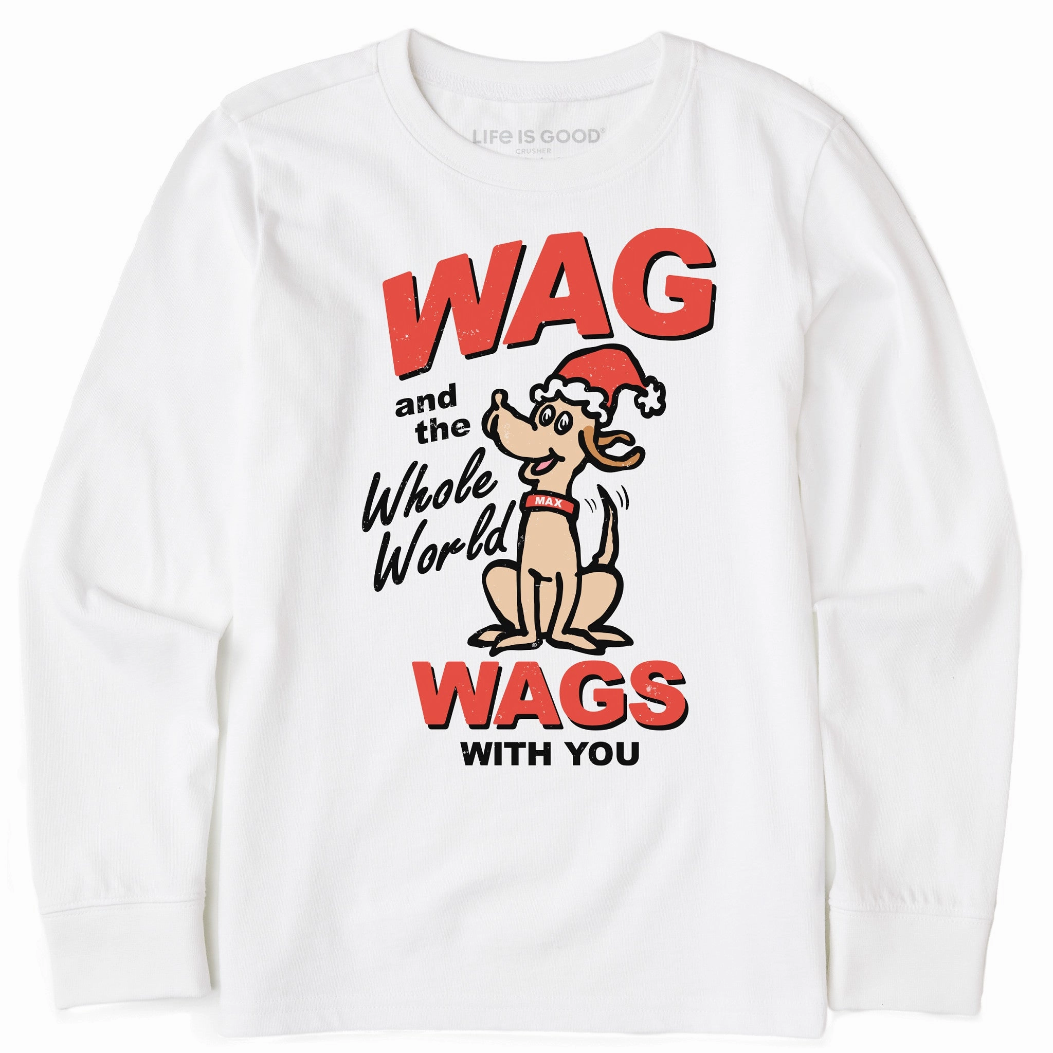 Kids Retro color Max Wags Long Sleeve Crusher Tee Minimal Comfort Style