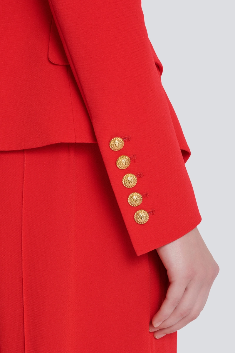 Crepe 6-Button Jacket Layered Insulation