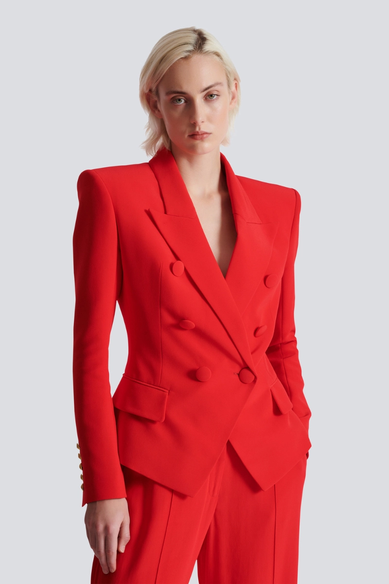 Winter Layering Piece Crepe 6-Button Jacket