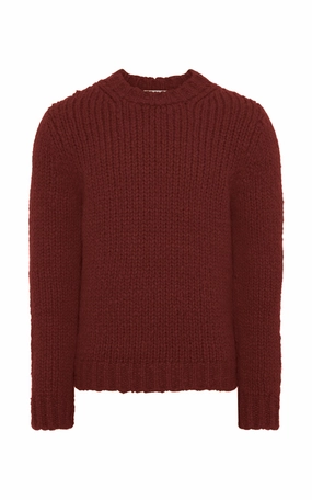 Twisted Cable Pattern Lawrence Knit Sweater in Burnt Sienna Welfat Cashmere