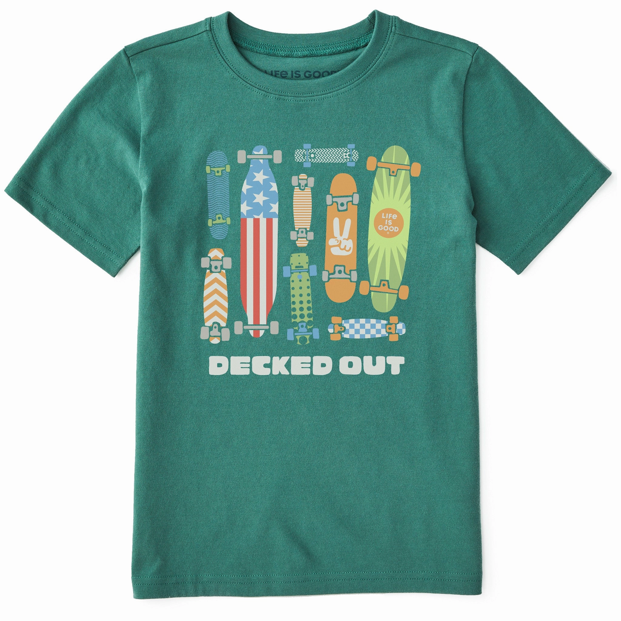 Kids Decked Out Skateboards Short Sleeve Crusher Tee Gym workout Comfy Essentials Wear