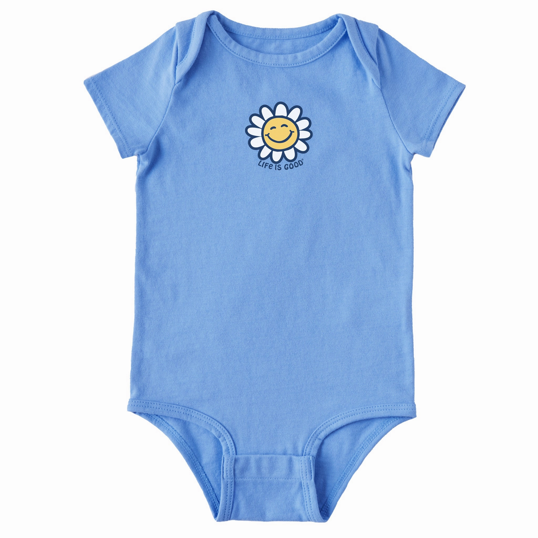 Infant Happy Smile Daisy Short Sleeve Crusher Baby Bodysuit Casual Comfort Look