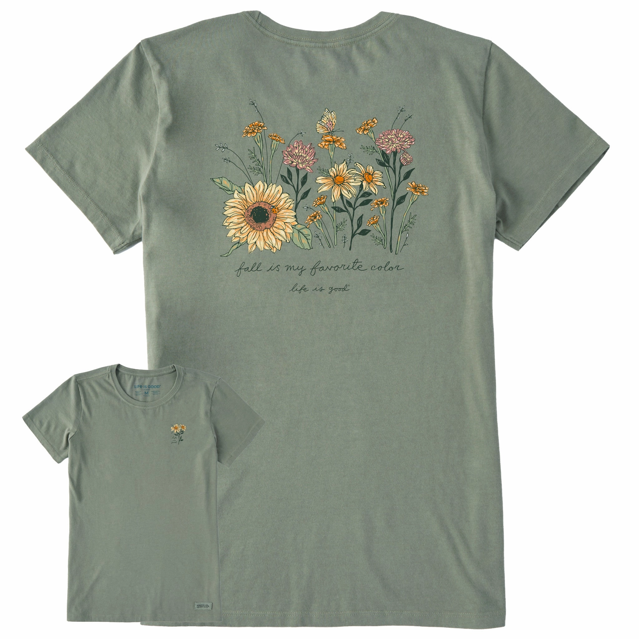 Moisture wicking Holiday Outfit Women's Fall Favorite Color Flowers Short Sleeve Crusher Tee