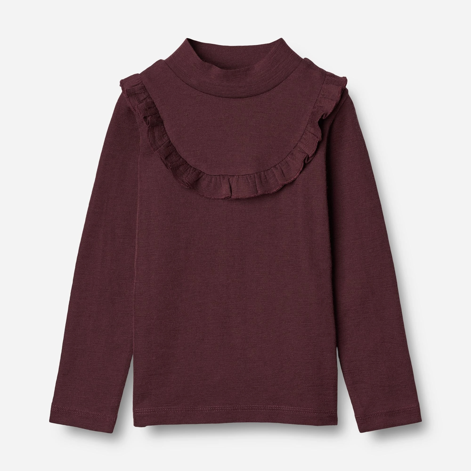 UVProtection Layer Street Ready T-shirt Wool Ruffle LS - aubergine