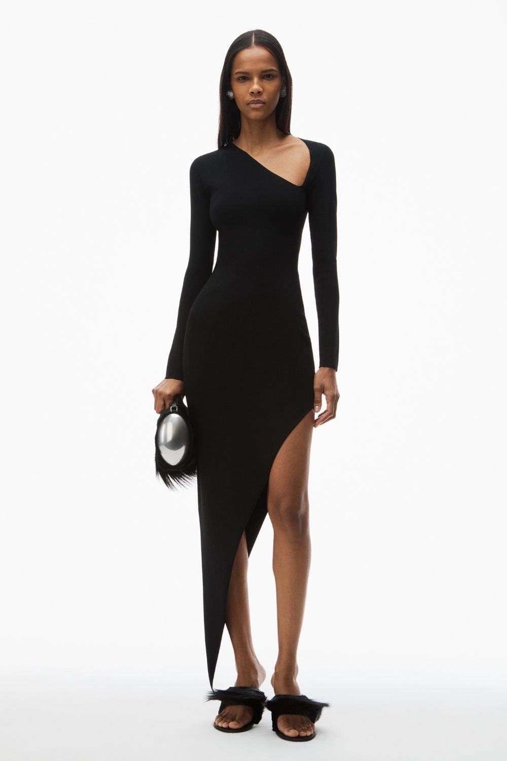 Asymmetric Long-sleeve Dress Trendy Cut