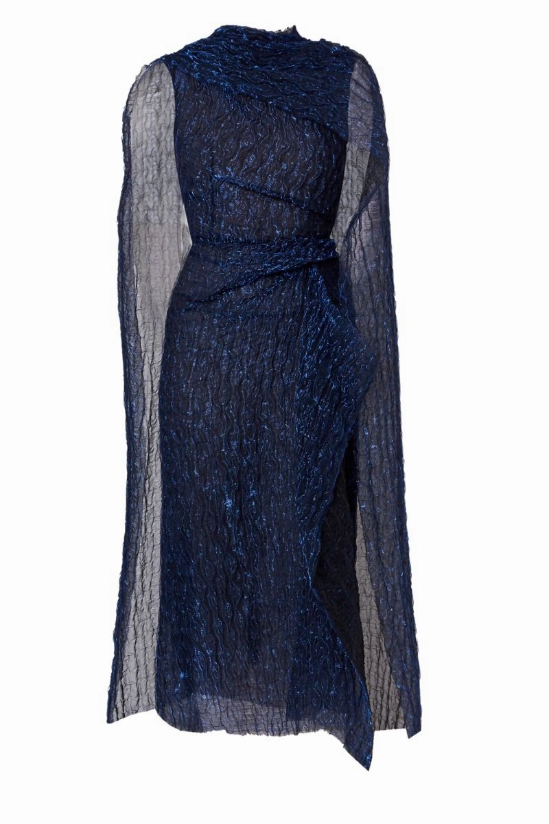 Asymmetrical Draped Midi Dress Lightweight-Structure Fashionable Look