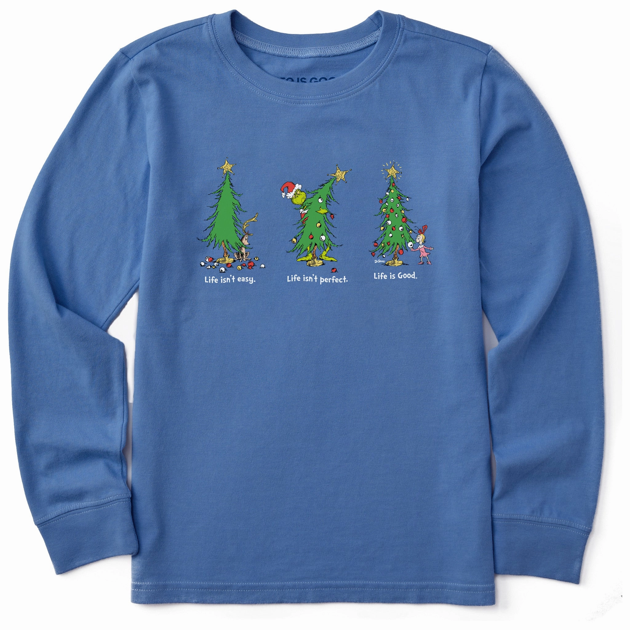 Kids Life Isn't Easy Grinch Long Sleeve Crusher Tee Everyday Chic Wear Resistant Fabric