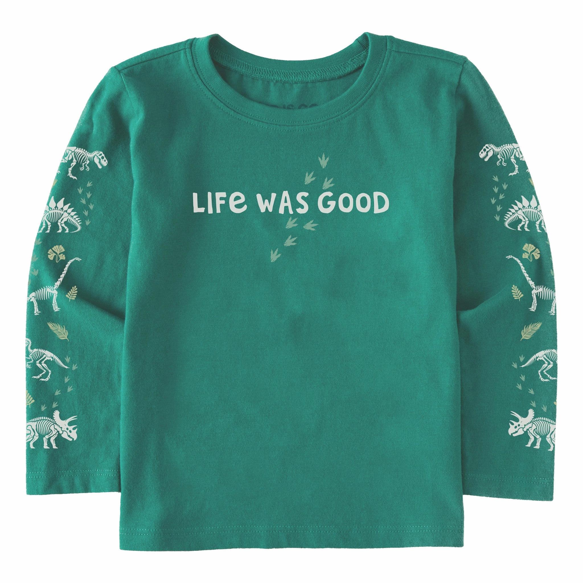 Toddler Life Was Good Dinos Long Sleeve Crusher Tee Reversible Design Concept