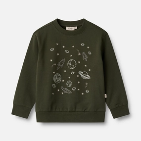 Cold-Weather Gear Sweatshirt Space Embroidery - deep forest