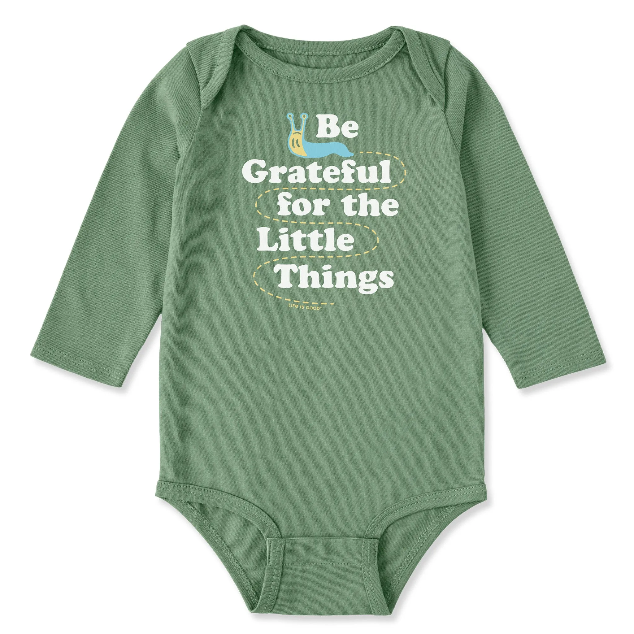 Baby Be Grateful for the Little Things Slug Long Sleeve Crusher Baby Bodysuit Ultra Soft Texture
