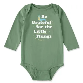 Baby Be Grateful for the Little Things Slug Long Sleeve Crusher Baby Bodysuit Ultra Soft Texture