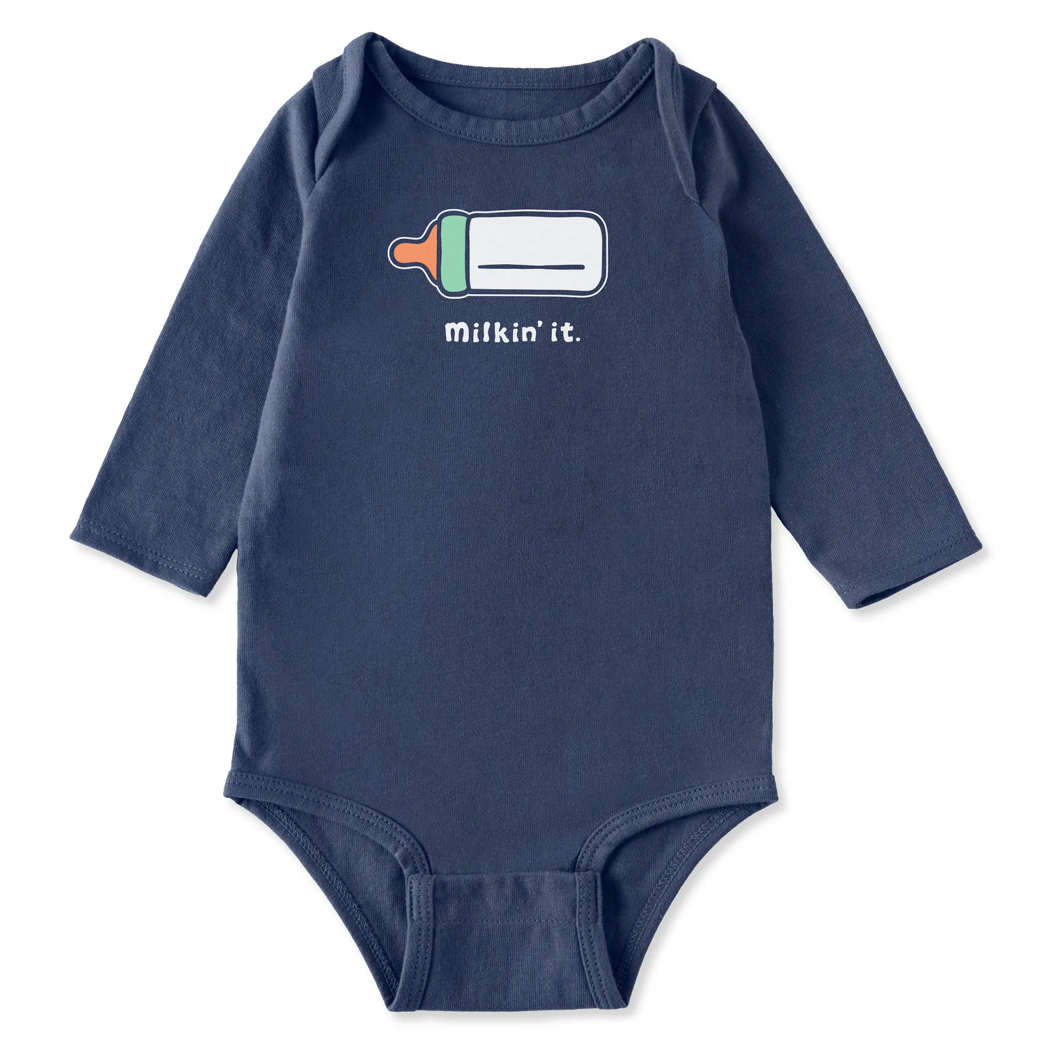 Value for Money Durable Collar Construction Baby Milkin It Long Sleeve Crusher Baby Bodysuit