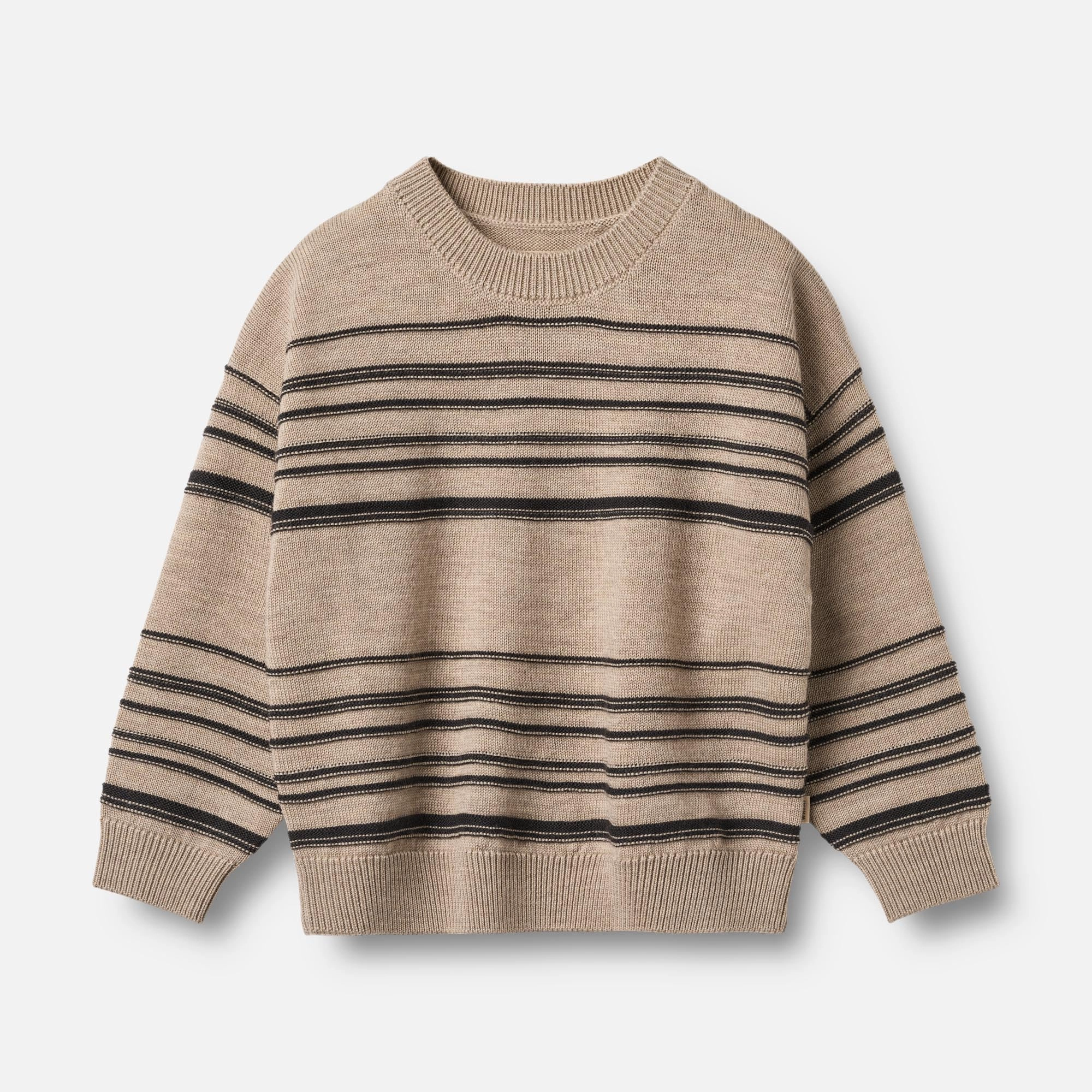 Odor Resistant Fabric Knit Pullover Flores - sand black stripe