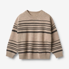 Knit Pullover Flores - sand black stripe MoistureWicking Yarn Recycled Polyester Yarn