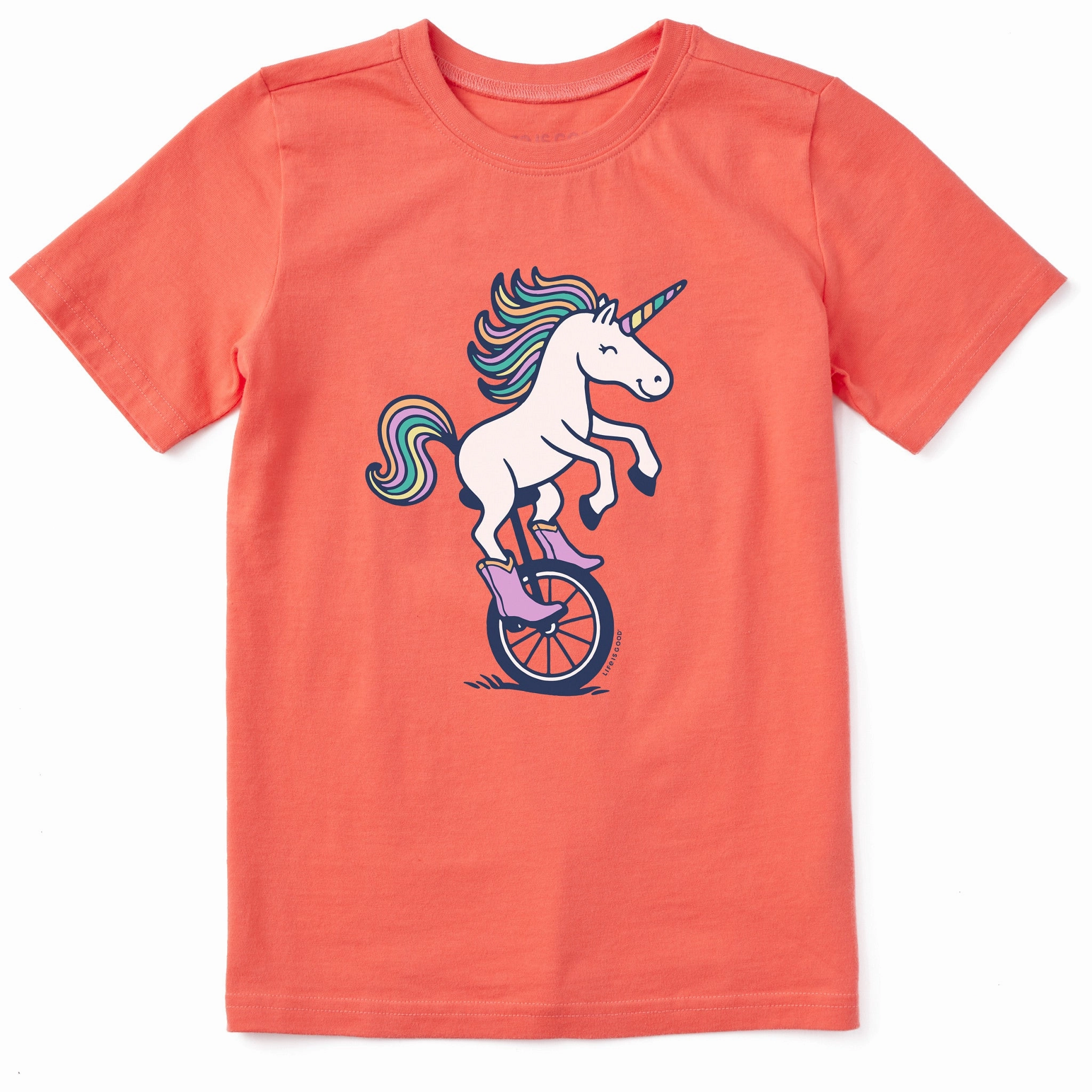 Kids Unicycle Unicorn Short Sleeve Crusher Tee Solid color purity Running Gear