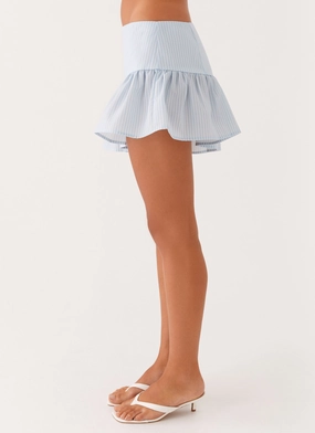 Silk Touch Everyday Essential Bennett Mini Skirt - Blue White Stripe