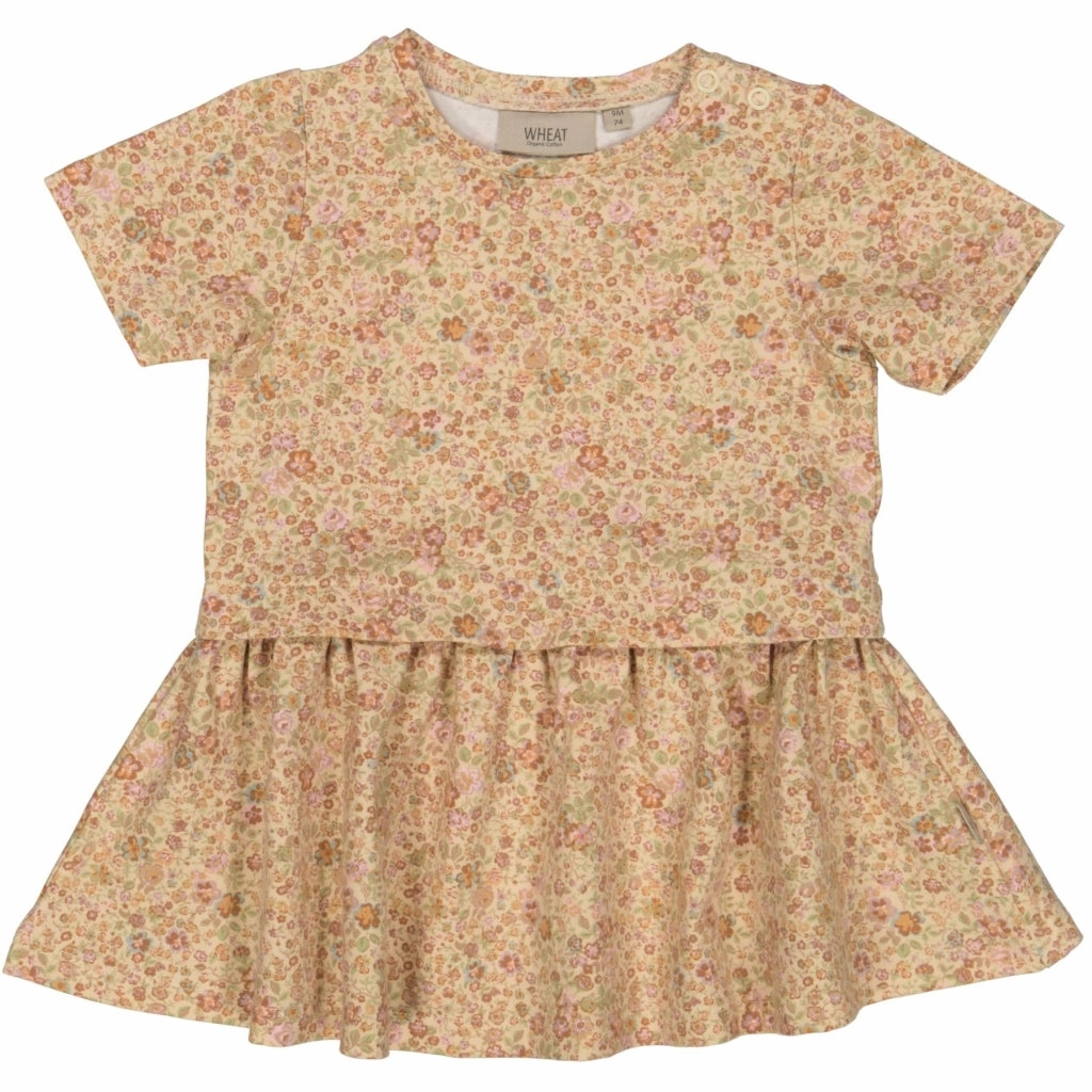 Dress Adea - barely beige small flowers Tie-Detail