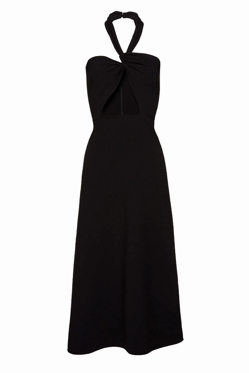 Black Halter Dress Modern and Feminine Lounge Cut