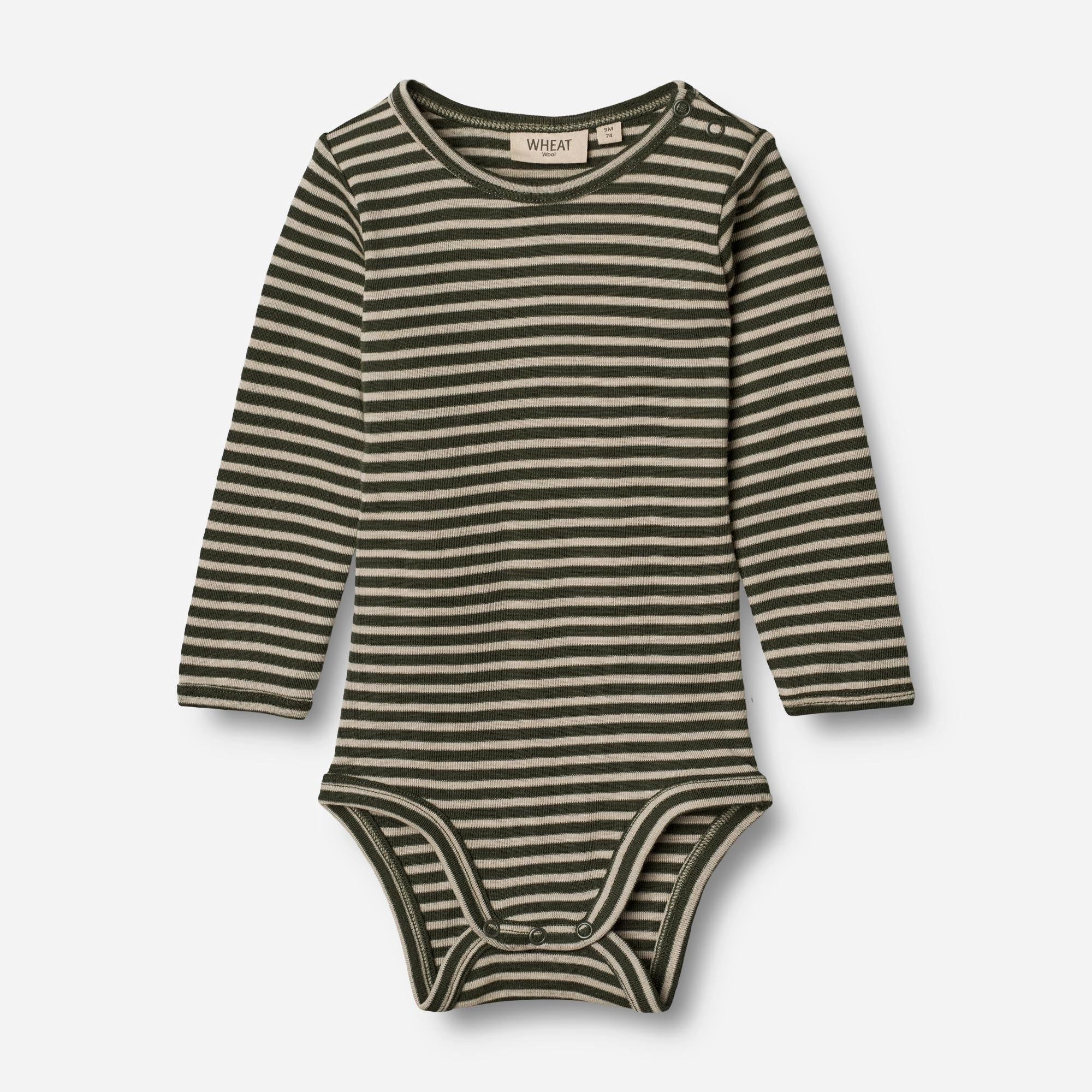 Sweater Knit Body Plain Wool LS | Baby - green stripe