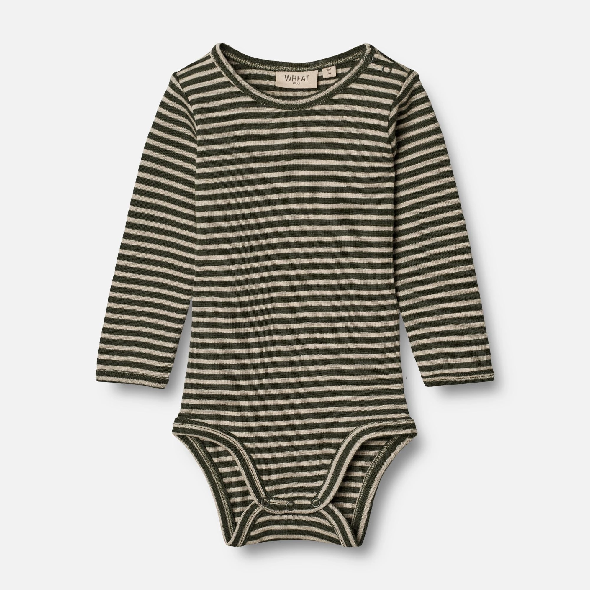 Body Plain Wool LS | Baby - green stripe Anti Snag Fabric