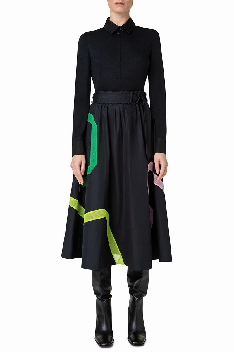 Versatile occasion dress Techno Mesh Tape Intarsia Dress